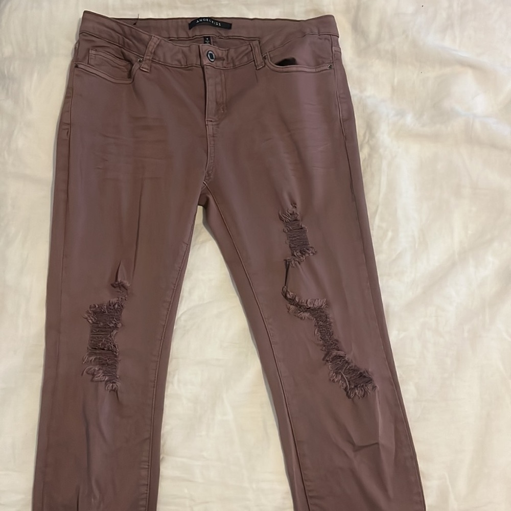 Distressed Mauve Jeans (Size 9)